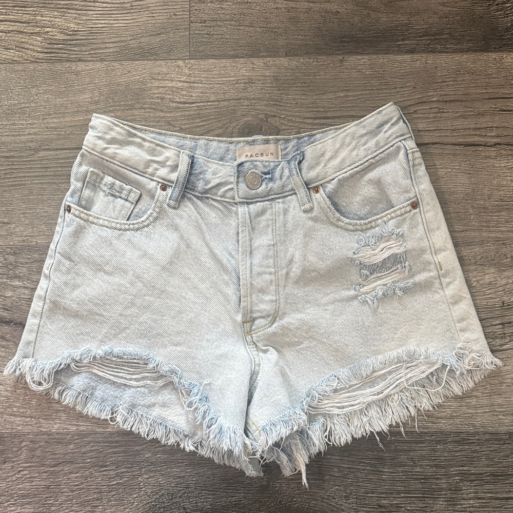 PacSun Distressed High Rise Festival Denim Jean Shorts Size 24